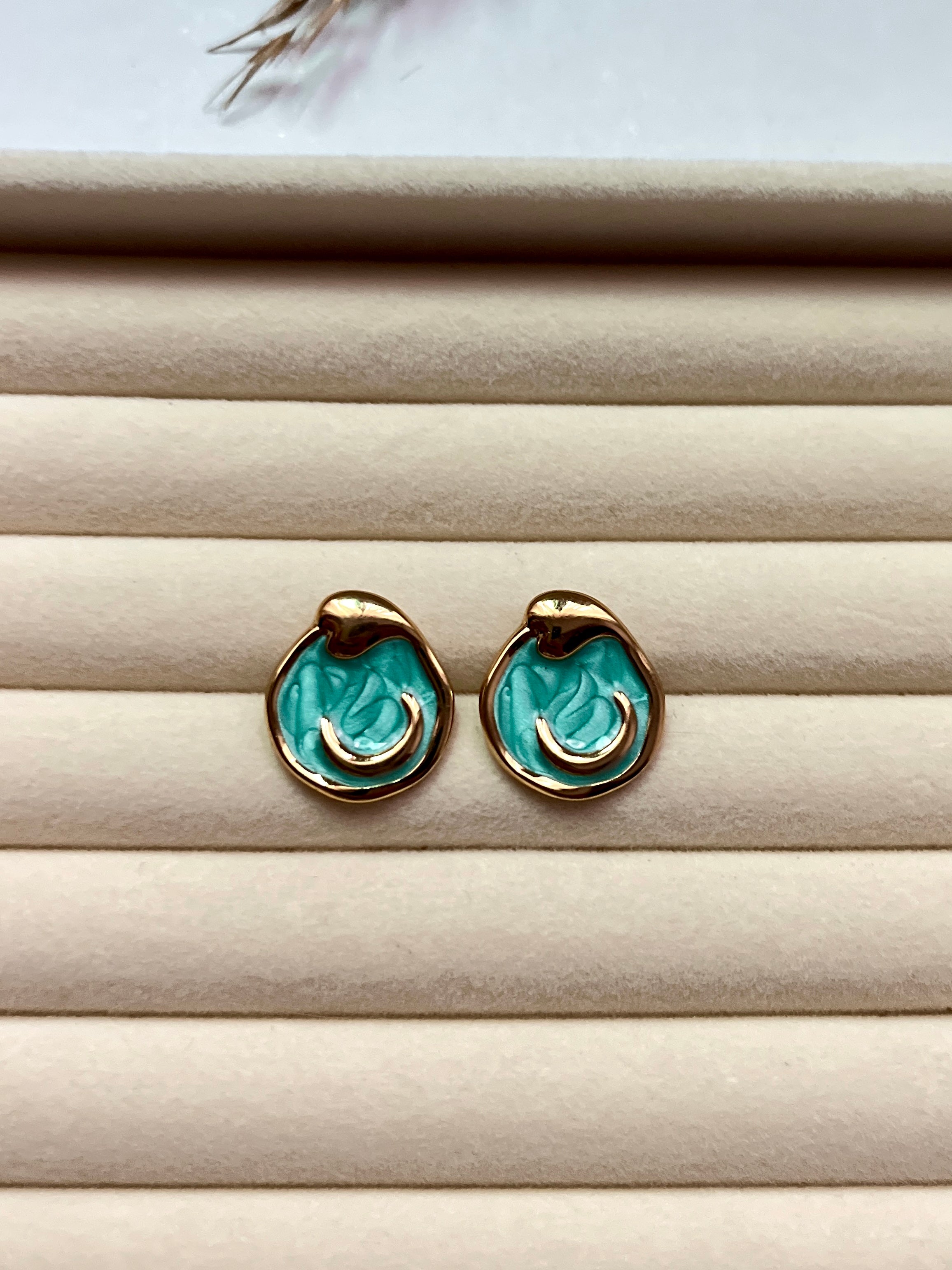 Seoul blue enamel earrings