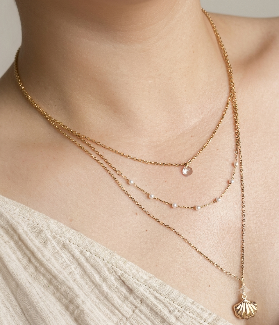 Seoul shell layered necklace
