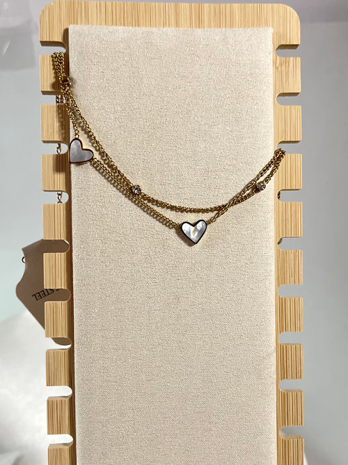 Heart charm anklet