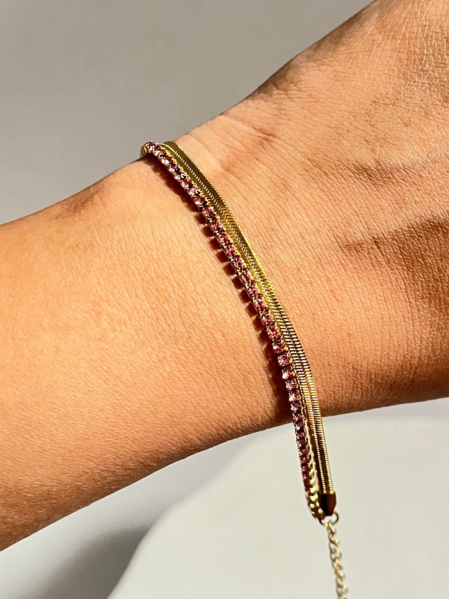 Seoul double chain pink bracelet