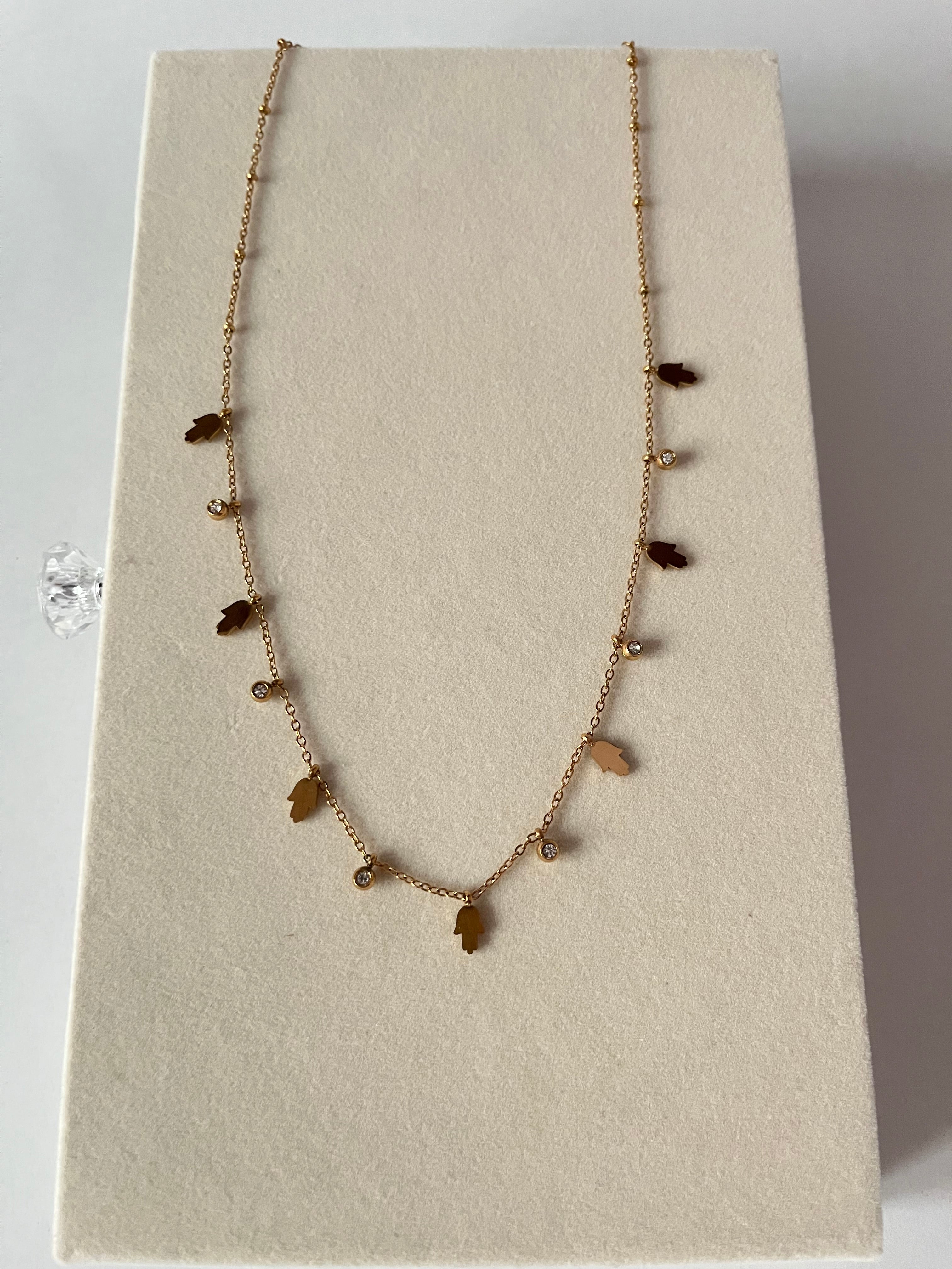Trishya crystal leaf necklace