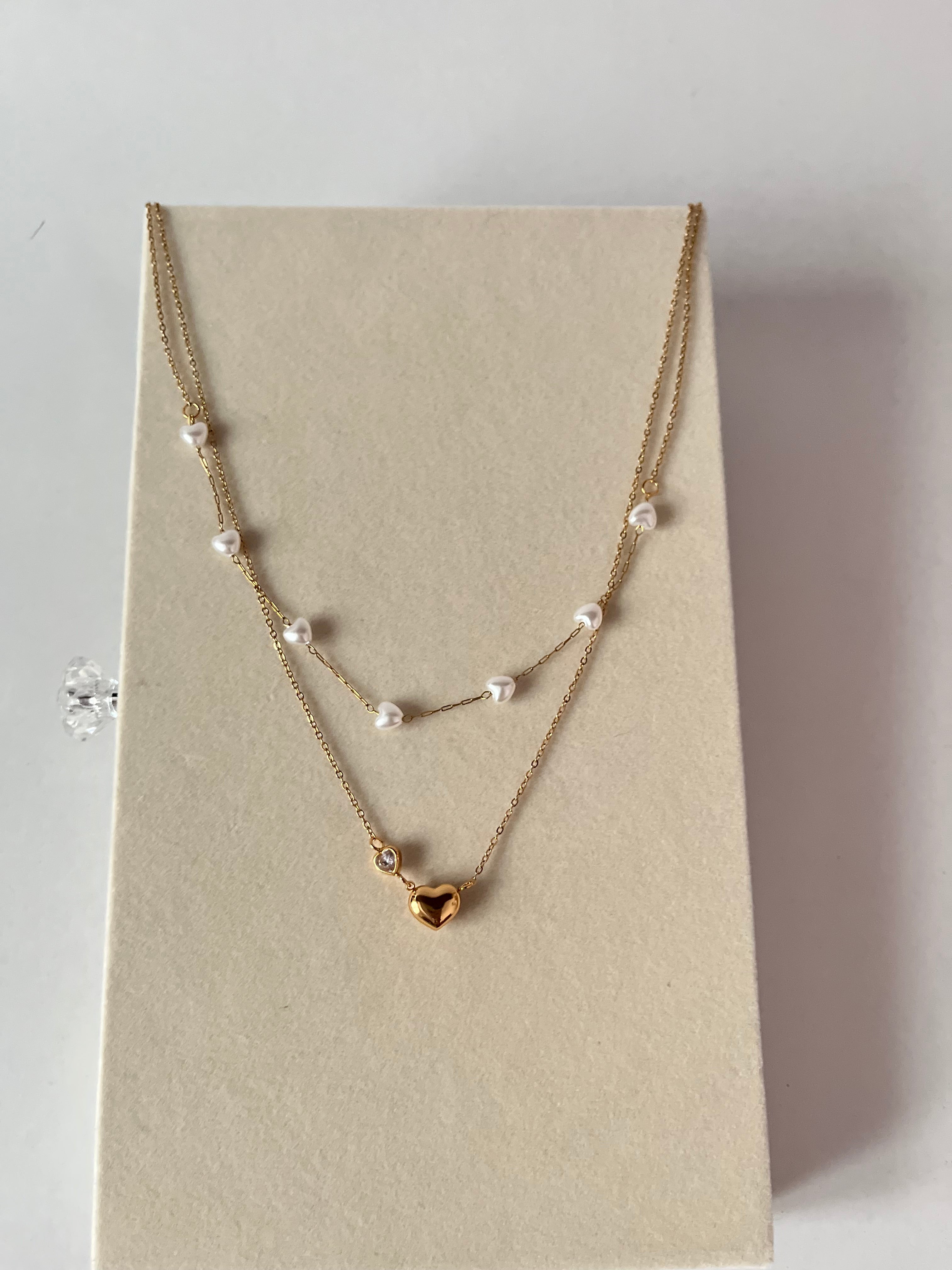 Trishya double heart chain necklace
