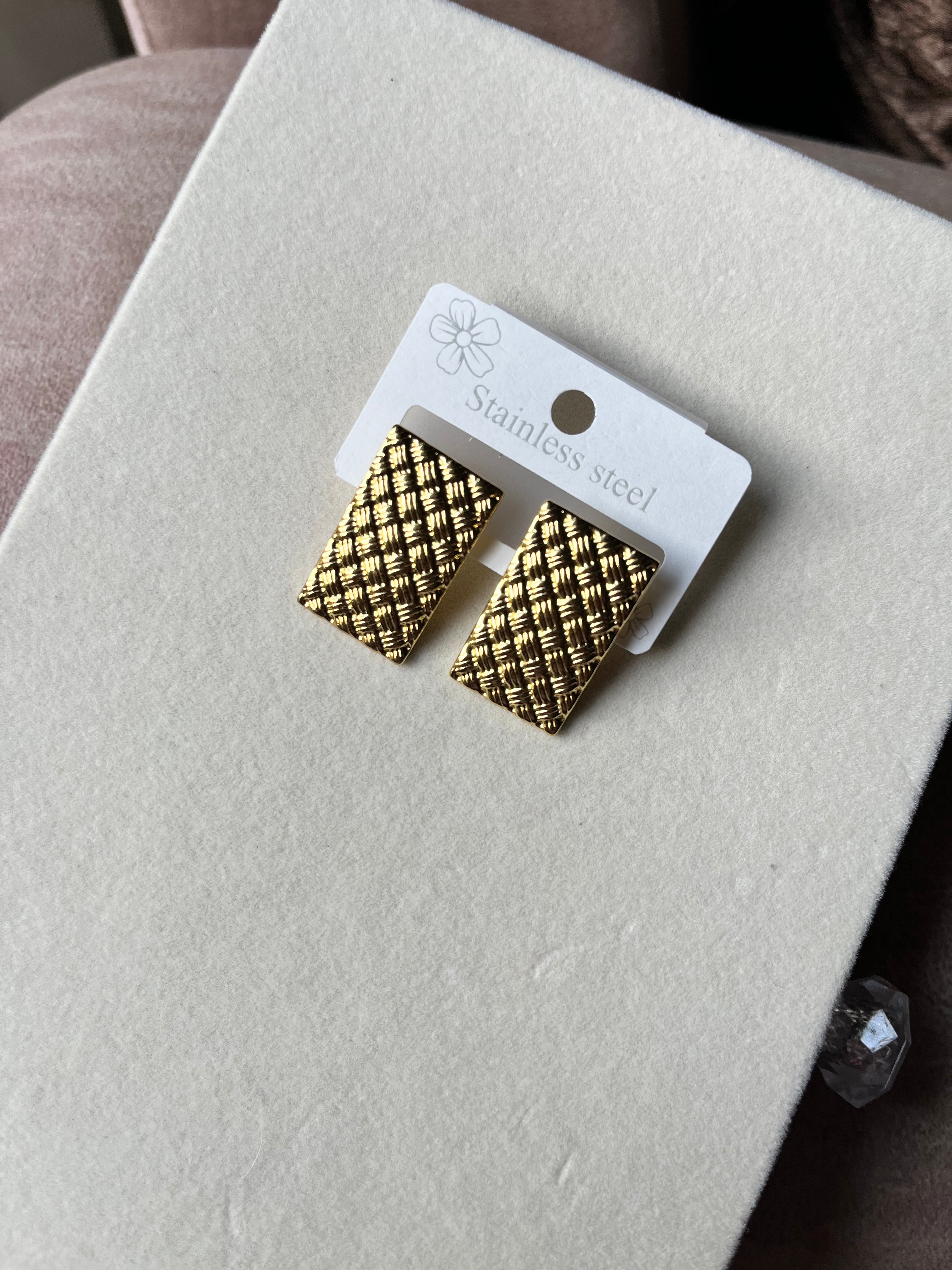 Woven luxe studs