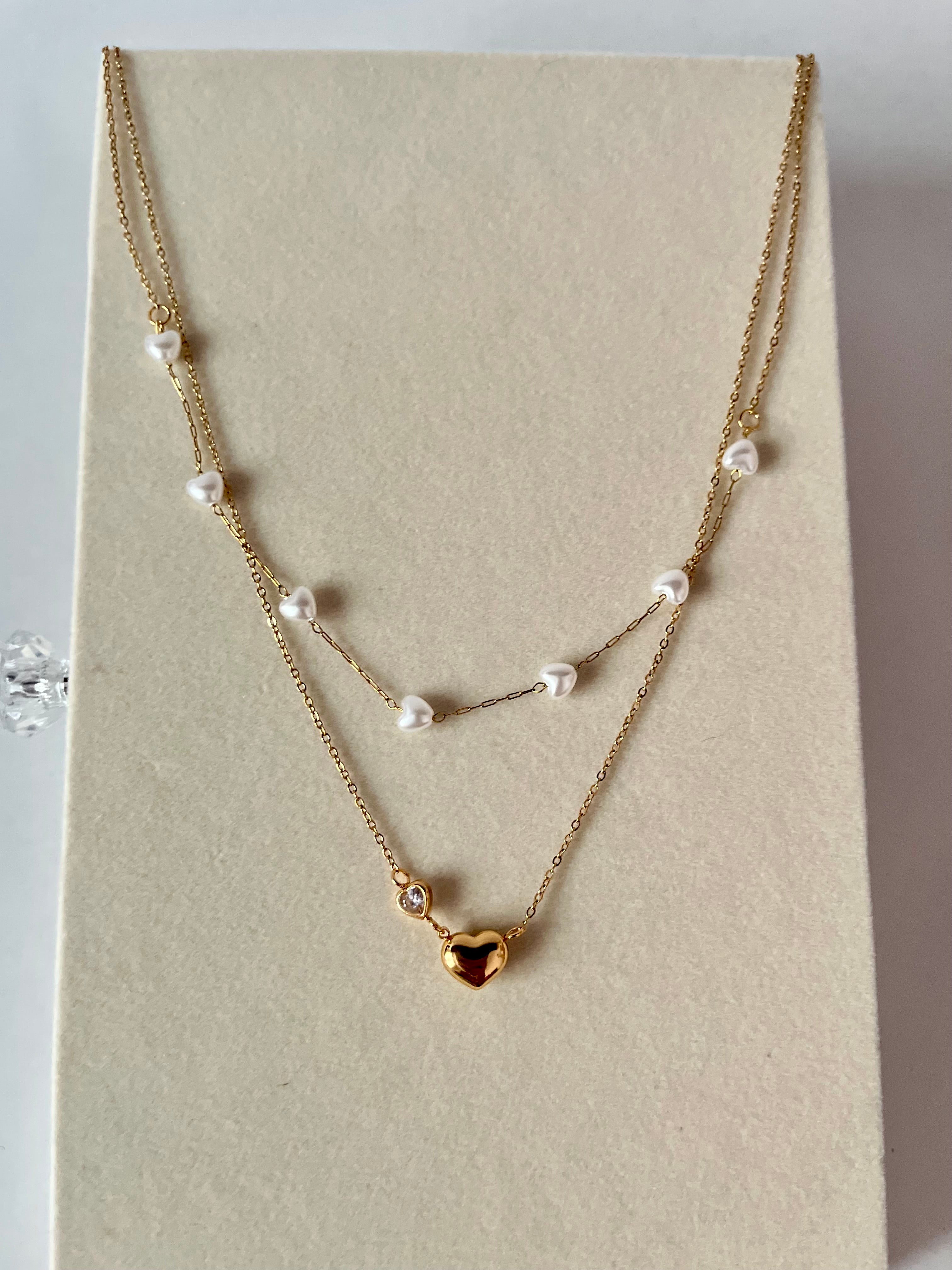Trishya double heart chain necklace