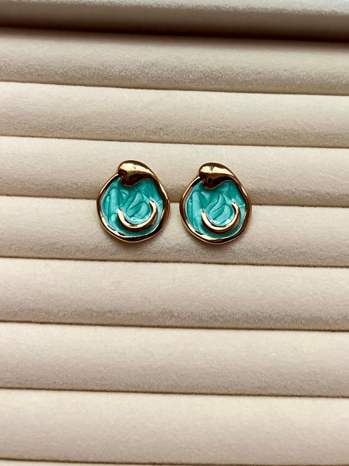 Seoul blue enamel earrings