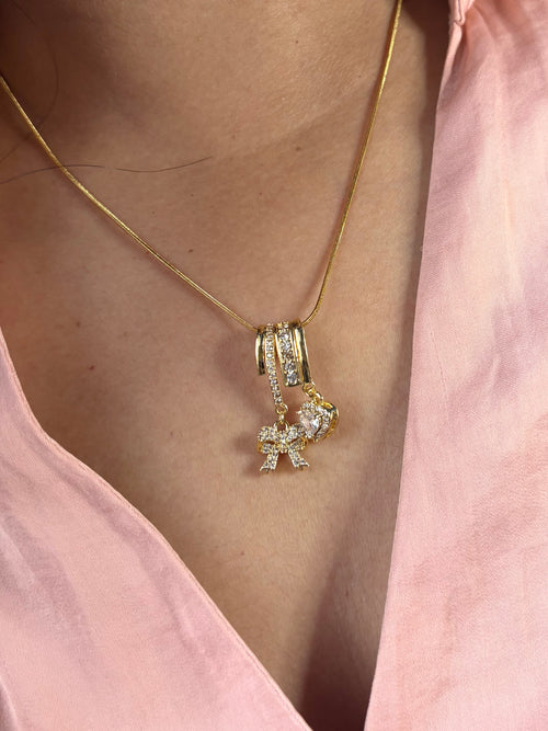Bow-Heart charms neck chain